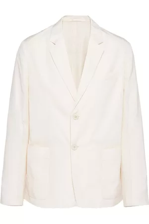 Prada Men Blazers - Triangle-logo silk blazer - F0018 NATURAL