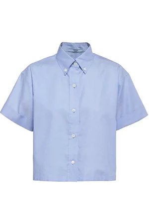 Prada Women Short sleeved Shirts - Cropped short-sleeved shirt - Blue