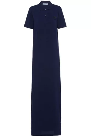 Prada Women Graduation Dresses - Piqué maxi dress - Blue