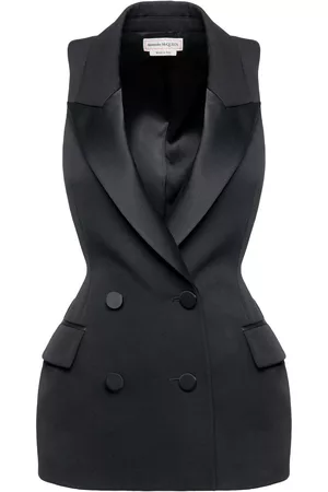 Alexander McQueen Women Double Breasted Jackets - Racerback sleeveless double-breasted jacket - Black