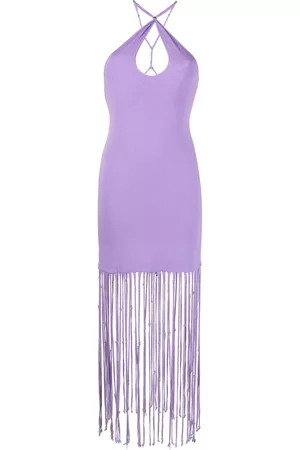ROTATE Women Fringe Dresses - Fringe-trimmed jersey dress - Purple