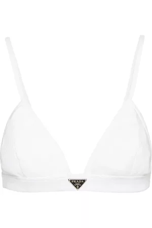 Prada Women Crop Tops - Triangle-logo bralette - White