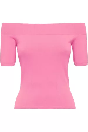 Alexander McQueen Women Strapless Tops - Off-shoulder knitted top - Pink