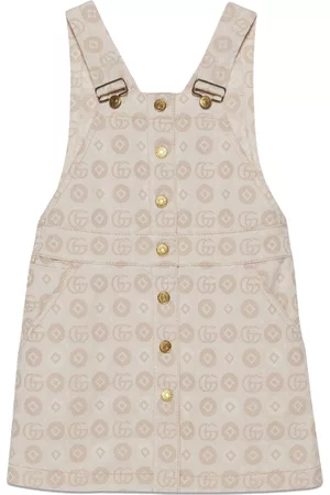 Gucci Girls Graduation Dresses - Jacquard-logo overall dress - Neutrals