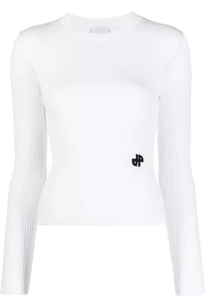 Patou Women Long Sleeved Shirts - Logo-patch long-sleeve top - White