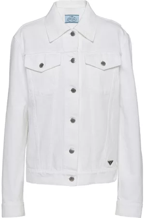 Prada Women Denim Jackets - Bull denim blouson jacket - White