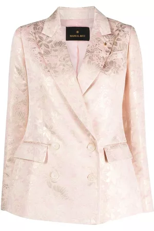 Manuel Ritz Women Floral Jackets - Floral-embroidered double-breasted blazer - Pink