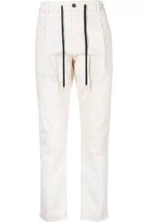 Hand Picked Men Stretch Pants - Drawstring-waist stretch-cotton trousers - Neutrals