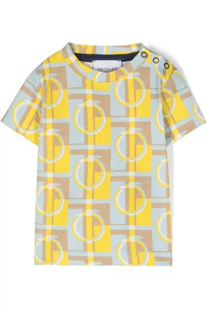 Trussardi T-Shirts - Monogram-pattern T-shirt - Neutrals