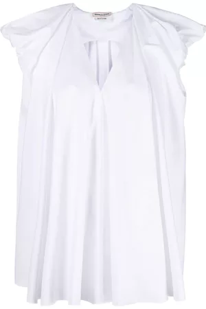 Alexander McQueen Women Blouses - V-neck pleated blouse - White