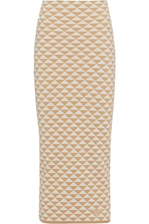 Prada Women Skirts - Triangle-motif knitted skirt - Neutrals