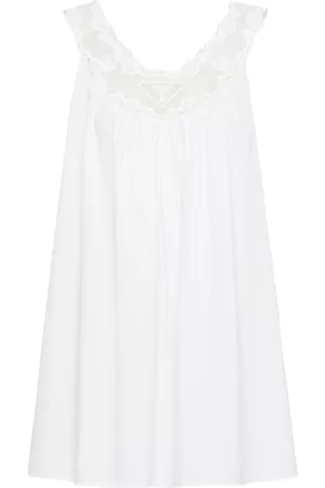 Prada Women Sleeveless Dresses - Lace-panel sleeveless dress - White