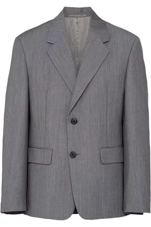 Prada Men Blazers - Single-breasted wool blazer - Grey