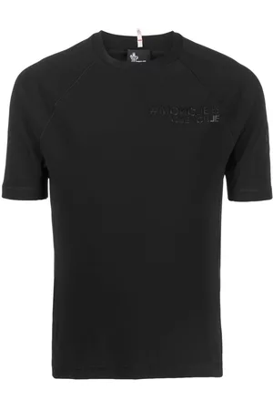 Moncler Men Short Sleeved T-Shirts - Logo-embossed short-sleeve T-shirt - Black