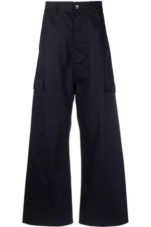 Rick Owens Men Cargo Pants - Flared-leg cotton cargo trousers - Blue