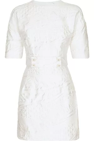 Dolce & Gabbana Women Party Mini Dresses - Jacquard short-sleeve minidress - White