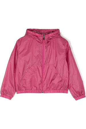 Moncler Boys Jackets - Logo-print zip-up hooded jacket - Pink