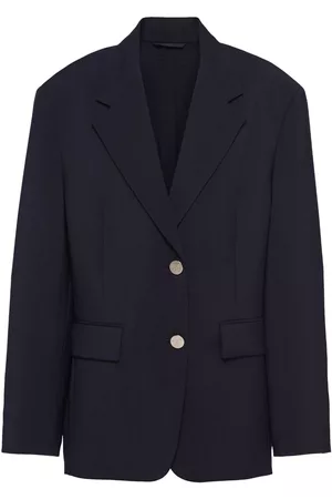 Prada Women Blazers - Single-breasted wool blazer - Blue