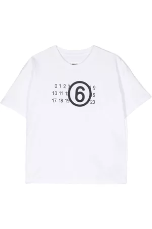 Maison Margiela Girls T-Shirts - Numbers-motif cotton T-shirt - White