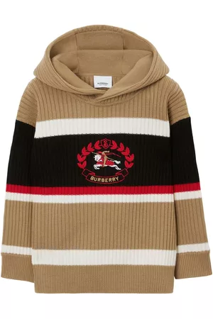 Burberry Boys Hoodies - EKD embroidered knit hoodie - Brown