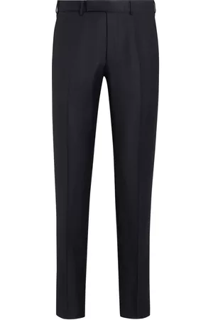Z Zegna Men Formal Pants - Tailored-cut wool trousers - Black