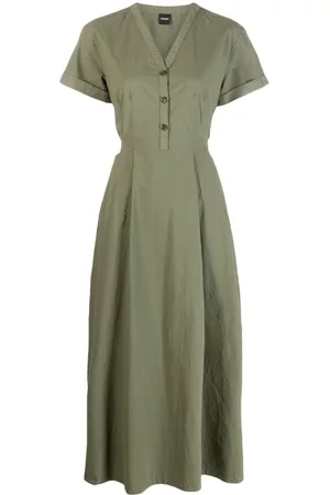 Aspesi Women Graduation Dresses - Button-up flared cotton dress - Green