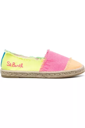 MC2 SAINT BARTH Women Espadrilles - Logo-embroidered frayed-edge espadrilles - Pink