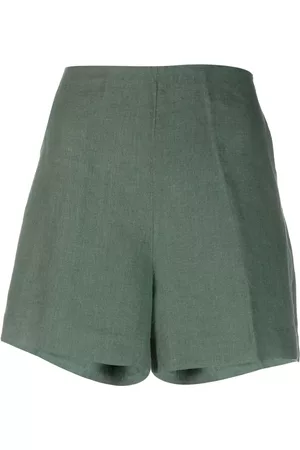 Ralph Lauren Women Shorts - Linen flat-front shorts - Green