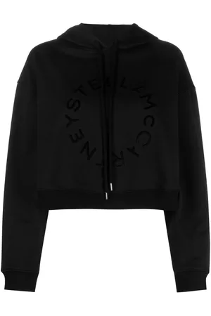 Stella McCartney Women Sweatshirts - Logo-print cropped cotton sweatshirt - Black