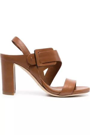 ROBERTO DEL CARLO Women Leather Sandals - 95mm open-toe leather sandals - Brown