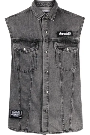 Izzue Sleeveless patch-detail denim shirt