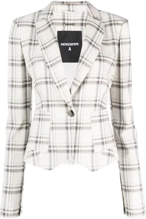 Patrizia Pepe One-button check-pattern blazer