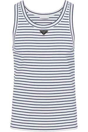 Prada Triangle-logo striped tank top