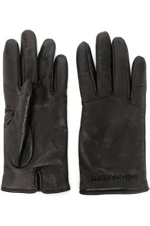 Fabiana Filippi Embroidered-logo leather gloves