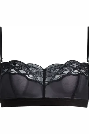 Karl Lagerfeld Logo-embroidered lace bralette