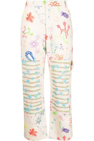 Collina Strada Sketch-print wide-leg trousers