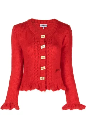Ganni Mohair butterfly-button cardigan