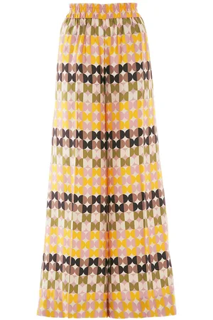La DoubleJ Geometric-print palazzo trousers