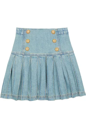 Balmain Pleated denim skirt