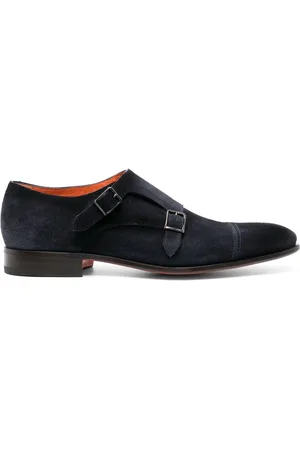 santoni Double-strap suede monk shoes