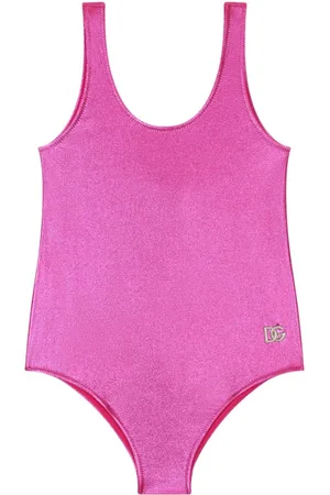 Dolce & Gabbana Logo-plaque metallic-finish swimsuit