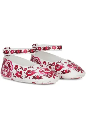 Dolce & Gabbana Majolica-print leather ballerina-shoes
