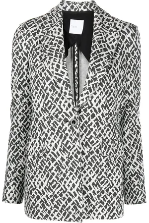 ROSETTA GETTY Geometric-print single-breasted blazer