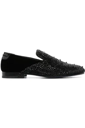 Philipp Plein Rhinestone-embellished velvet loafers