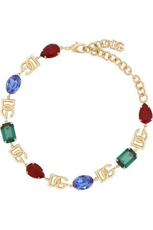 Dolce & Gabbana Logo-plaque crystal-embellished necklace