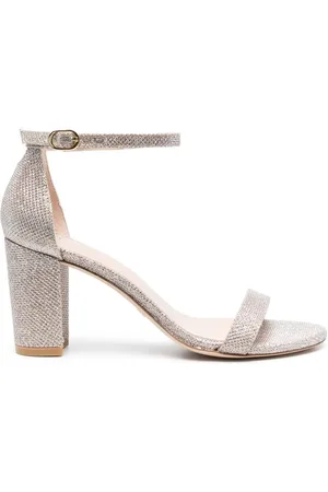 Stuart Weitzman Nearlynude 70mm glitter sandals