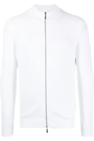 MOORER Zip-up ribbed sweatshirt