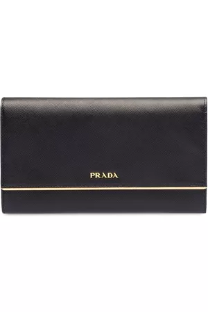 Prada Pink Saffiano Lux Leather Metal Bar Flap Continental Wallet