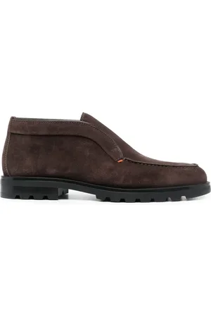 santoni Calf-suede almond-toe loafers