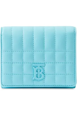 Burberry Women's Dusty Teal Blue Textured Leather Wallet